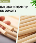Top Shelf 1/4 Inch Bamboo Dowel Rods 17.5 Inches Long Unfinished Craft Sticks Paintable Wood Bars for DIY projects, showing smooth ends.