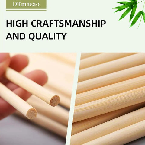 Top Shelf 1/4 Inch Bamboo Dowel Rods 17.5 Inches Long Unfinished Craft Sticks Paintable Wood Bars for DIY projects, showing smooth ends.