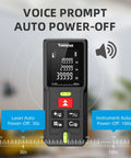 Laser Distance Measurer With 80m Range, 262 Ft Pro Grade Digital Tape Measure For Room Layout, DIY, Construction And Indoor Projects, High Precision 2 Mm Accuracy, Easy Unit Switching Between Meters, Inches, And Feet. Front view with auto power-off display.