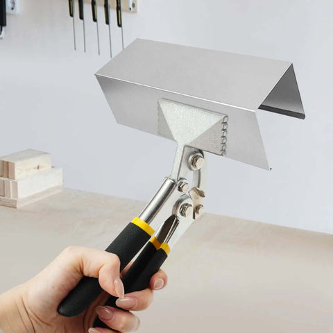 Hand Seamer for Sheet Metal with Straight and Curved Jaw, Pro Grade Manual Bender Tool, 45 Steel, shown in use on a metal sheet