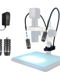 Dual Gooseneck Microscope Light Source 3W 6500K Spotlight Illuminator With Independent Left Right Brightness Control mounted on stereo microscope