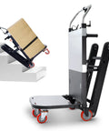 Electric Stair Climbing Hand Truck With 771lb Max Load, Heavy Duty Dolly For Moving Furniture Appliances, 1200W Powered Cart With Rope in action on stairs.