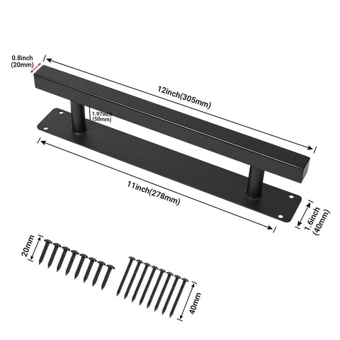 Heavy Duty 12 Inch Iron Square Pipe Sliding Door Handles Black Pack Of 2 For Garage Gates Fences Sheds Barn Doors Farmhouse