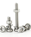 Premium 304 Stainless Steel Hex Socket Round Head Screws And Bolts Kit With Nuts And Flat Washers For Indoor Outdoor Use Heavy Duty Fastener Set For Quick Tightening And Easy Adjustments, stainless fastener set with nuts and washers