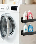 Two Pack Magnetic Spray Bottle Holder With Four Hooks, Wall Mounted Organizer For Garage And Home, installed on washing machine