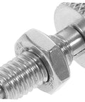 Close-up of Rock Solid 2 Pack Stainless Steel Retractable Spring Plunger Pins With Knurled Grip, showing detailed threading.