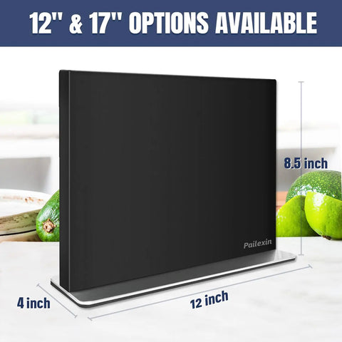 Double-Sided Magnetic Knife Holder Stand With Strong Magnets, Black Stainless Steel Knife Block For Kitchen Countertop, Suspends 10-14 Blades, Easy Knife Storage Organizer, Knives Not Included