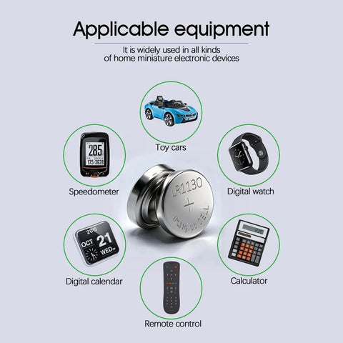 Top Shelf 40 Pack Ag10 Plus Lr1130 Button Cell Batteries 1.5 Volt Alkaline Power in various electronic devices like calculators and watches.