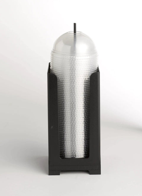 Pro Grade Stainless Steel Snap Bin 11.7 Inch Spindle Holder for coffee station organization with domed lid stack visible