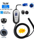 Top Shelf 32 Amp 7Kw Portable EV Charger Level 2 Electric Vehicle Charging Station for Teslas Model S 3 X Y with 3.5m cable.