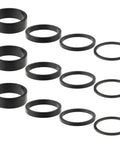 Twelve Piece Aluminum Alloy Bike Stem Spacers Set For One And One Eighth Inch Headset Spacers Four Sizes 2mm 3mm 5mm 10mm black
