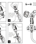 Heavy Duty Metal Fireman Hose Nozzle With Seven Spray Patterns High Pressure Garden Sprayer Quick Connect Set installation guide