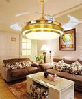 42 Inch Retractable Ceiling Fan With LED Light Remote Control 2 in 1 Reversible Chandelier Style Indoor Ceiling Light Kit