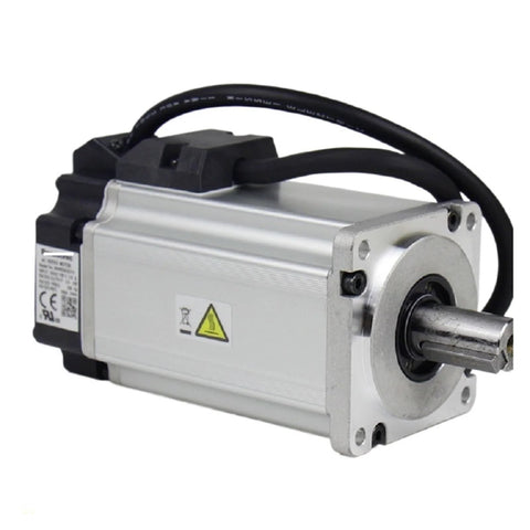 CHUNYE 750W AC brake servo motor A6 series MSMF082L1V1M, side view, silver metal housing with shaft