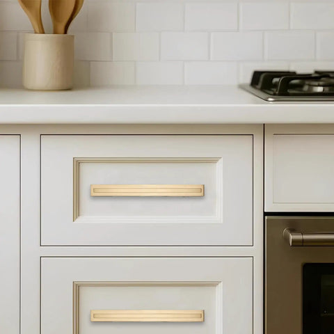 Solid As A Rock 5 Pack 6 Inch Hole Center Brushed Brass Cabinet Pulls With Rustic Backplate Heavy Duty Drawer Handles No Sweat Install For Kitchen Cabinets on modern white kitchen drawer.