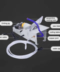 Heavy Duty 750W Rotary Tool And Bench Grinder With Variable Speed Up To 10000 RPM with drilling jig, saw blade, and cooling tube.