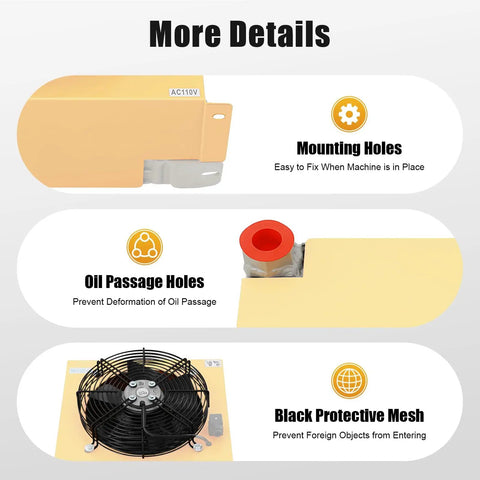 110V Beefed Up Hydraulic Oil Cooler With 100 L Per Minute Flow And 5 Point 6 Kilowatt High Performance Aluminum Heat Exchanger Driven By AC Motor For Hydraulic Systems CNC Machinery And Construction Equipment 20 Bar Working Pressure