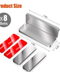 8 Pack Ultra Thin Magnetic Cabinet Door Catches With Adhesive Mount, Stainless Steel Drawer Magnets dimensions and design