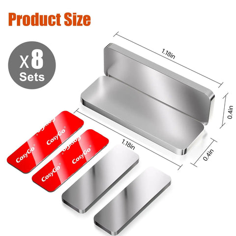 8 Pack Ultra Thin Magnetic Cabinet Door Catches With Adhesive Mount, Stainless Steel Drawer Magnets dimensions and design