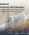 Galvanized Steel Premium Tall 7 ft Heat Cover Replacement Panel for Hydronic Baseboard Heaters installed in a room