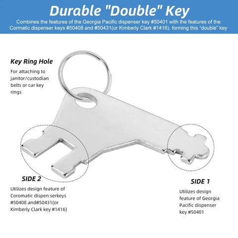 Close-up of a key from the 15 Pcs Universal Paper Towel Dispenser Key Set With 3 Key Rings Replacement Keys For Most Commercial Paper Towel