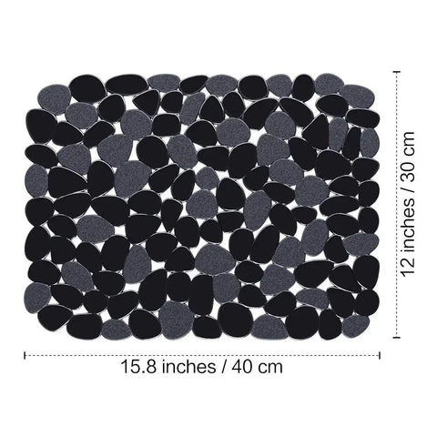 Pebble Kitchen Sink Mats Set Black 2 Pack PVC Sink Protectors For Stainless Steel showing 15.8 x 12 inch dimensions
