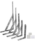Heavy Duty Stainless Steel L Bracket For Wall Shelves Rock Solid Corner Brace with mounting hardware in various sizes.
