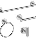 Polished Chrome 4-Piece Bathroom Accessories Set With 18-Inch Towel Bar Wall Mount, Built To Last SUS304 Stainless Steel Hardware