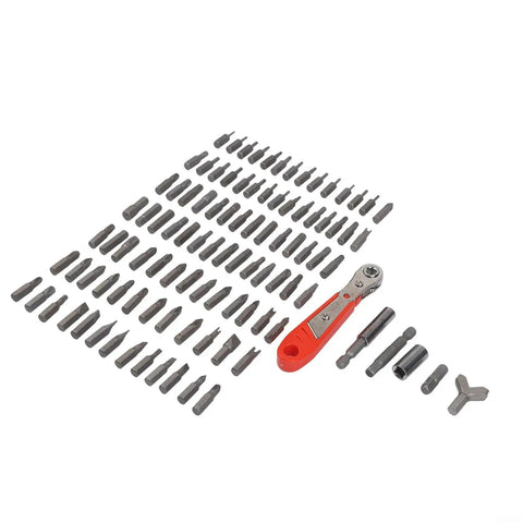 Sumsoctober 105 Piece Screwdriver Bit Set With 36-Tooth Chrome Vanadium Alloy Steel Mini Ratchet Tool Kit, angled view