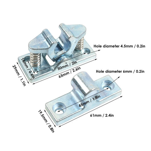 Heavy Duty Built Tough RV Door Catch And Trailer Door Latch With Spring Loaded Double Roller Zinc Alloy, product dimensions shown