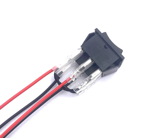 Four Pack 12V Reverse Polarity Switches With 6 Pin 3 Position On Off On Momentary RV Jack Rocker Switch 16A 250V AC Or 20A 125V AC Includes Pre Jumper Wires Durable Plastic And Metal Construction Easy To Install., wired black and red leads on 6-pin DPDT switch