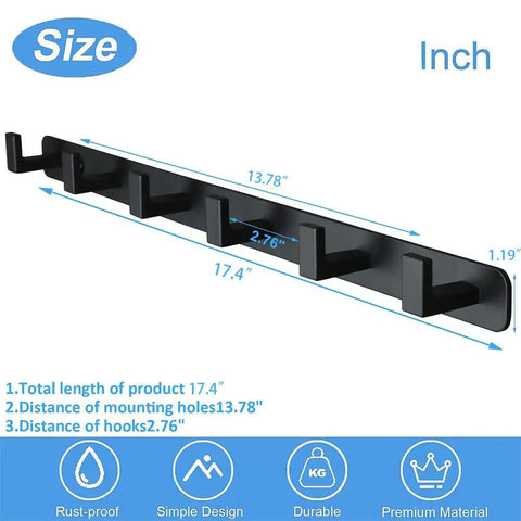 Heavy Duty Wall Mounted Coat Rack With Six Sturdy Hooks Crafted From Solid 304 Stainless Steel Rust Resistant Entryway Organizer Built Tough For Real Life Hassle Free Mounting And Smooth Curves To Save Your Gear