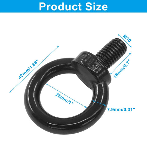 Two Pack M10 Lifting Eye Bolts Stainless Steel 304 Heavy Duty Shoulder Eye Bolts Black Finish For Machinery Lifting Rust Resistant