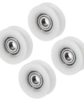 U Groove Nylon Pulley Wheel 5x25x9mm Set of 4 for Sliding Doors Windows Drawers and Conveyor Tracks White Heavy Duty Bearing Guide Rollers, four white nylon wheels