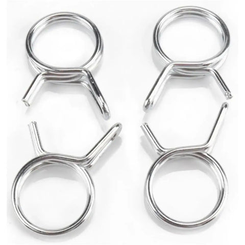 10 Pcs Adjustable 5mm To 30mm Spring Clamps For Fuel Lines Water Pipes Hose Tubing Steel Pipe Clamps Kit With Elastic Sealing Buckles That Are Totally Solid And Super Durable For Any DIY Project Or Auto Repair Job You Got Going On. Silver steel spring hose clamps on white background