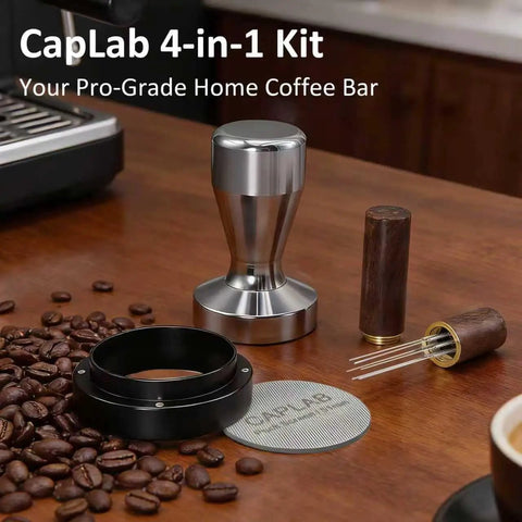 Ultimate 4 In 1 Espresso Accessories Kit For 51mm Portafilters With WDT Tool, Espresso Tamper, Puck Screen And Magnetic Dosing Ring