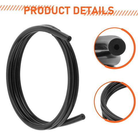 Black High Temp Silicone Vacuum Tubing Hose 5 Foot Roll, 3.5mm Inner Diameter, -65F To 350F Heat Resistant, coiled view