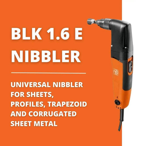 Universal Nibbler For Corrugated Sheet Metal With 22 Gauge Cutting 350W Power 360 Degree Rotating Head displayed against an orange background