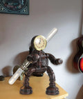 Robot Pipe Table Lamp With Rustic Industrial Style Two Light Edison Bulb Desk Light For Office Home Reading Kids Room Cafe Bar Vintage Steampunk Metal Desk Lamp With Rust Finish displayed on desk