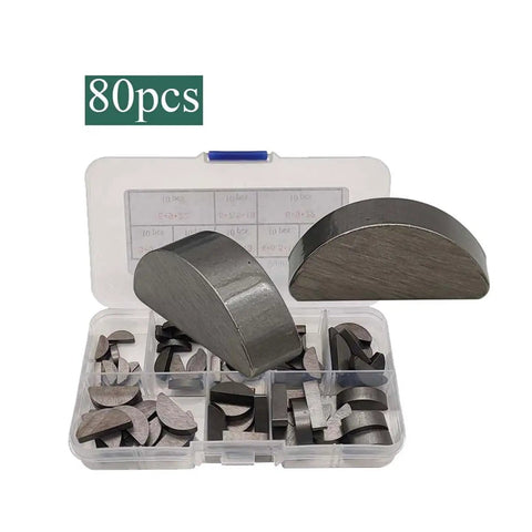 80 Piece Woodruff Key Set With 8 Sizes Carbon Steel Half Moon Keys For Flywheels Shafts And Crank Applications Kit