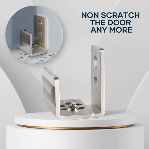 Sliding Barn Door Bottom Floor Guide U Shape With Flush Flat Bottom Easy Install Wall Mounted System for Doors and Cabinets Flexible Adjustable Fit Distance Brushed Nickel 2 Pack