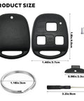 Lexus Key Fob Shell 2 Pack 3 Button Replacement Case for Keyless Entry Remote components and dimensions overview