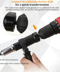 Connection of drill to Cordless Rivet Gun Adapter Kit With 2.4mm 3.2mm 4.0mm And 4.8mm Heads For Automotive Riveting Tool