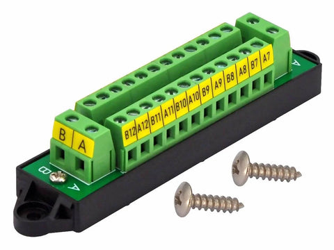 16 Amp AC DC 48 Volt 2 By 12 Position Terminal Block Distribution Module for Power Control Panels with screws