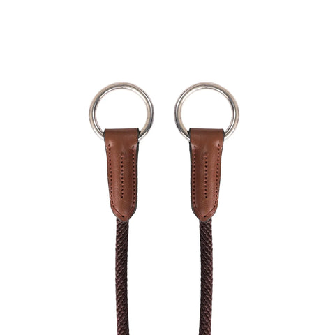 Rope Cheek Pieces For Horse Bridle, 13mm leather and rope replacement bit straps with stainless steel buckles, vegetable tanned, pair view