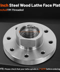 Heavy Duty 3 Inch Steel Wood Lathe Faceplate With 1 Inch By 8 Tpi Thread, Eight Mounting Holes, Thick Flat Plate For Woodturning