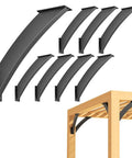 Set Of Eight Tough As Nails 45 Degree Angle Support Brackets For Wood Post And Beam Builds Welded Carbon Steel With Outdoor Ready Finish Hangs Steady On Decks Gazebos And Cabin Frames displayed in a set with curved design.