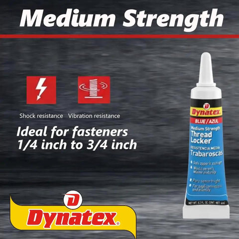 Blue Medium Strength Thread Locker For Metal Fasteners, 0.20 Ounce Bottle, Removable With Hand Tools, Locks Fasteners Tight