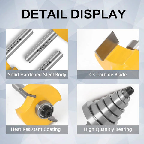Detail display of Quarter Inch Shank Rabbet Router Bit With Six Bearings Built Tough For Smooth Clean Rabbets Carbide Tipped