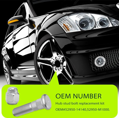 Car with 2 Pack Wheel Stud Bolt Kit With Lug Nuts M12x1.5 For Santa Fe Sonata Rio Sportage, Rust Proof Alloy Fasteners